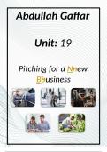 Unit 19 - PItching For a New Business Learning Aims A, B, C DISTINCTION