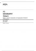 AQA AS GEOGRAPHY Paper 2 MARK SCHEME 2023: Human geography and geography fieldwork investigation
