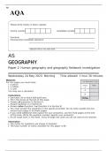 AQA AS GEOGRAPHY Paper 2 QUESTION PAPER 2023: Human geography and geography fieldwork investigation