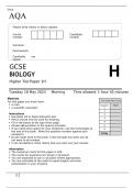 AQA GCSE BIOLOGY Higher Tier Paper 1H June 2023