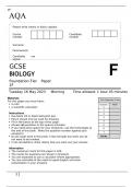 AQA GCSE BIOLOGY Foundation Tier	Paper 1F June 2023
