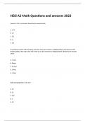 FINAL HESI A2 Math Questions  and answers 2023