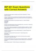 INP 401 Exam Questions with Correct Answers 