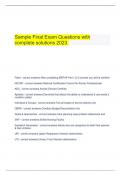  Sample Final Exam Questions with complete solutions 2023.