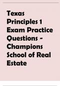 Texas Principles 1 Exam Practice Questions - Champions School of Real Estate