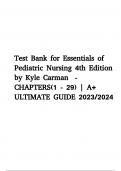 TEST BANK FOR ESSENTIALS OF PEDIATRIC NURSING 4TH EDITION CARMAN UPDATED GUIDE