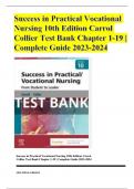Success in Practical Vocational Nursing 10th Edition Carrol Collier Test Bank Chapter 1-19 &vert; Complete Guide 