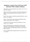 Qualitative Analysis Chem 230 Exam 2 KSU Questions With Complete Solutions