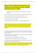 Heart Failure NCLEX Questions and Answers and Rationale New Update &lpar;Verified Version 2023&rpar;