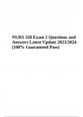 NURS 328 Exam 2 Questions and Answers Latest Update 2023/2024 (100% Guaranteed Pass)
