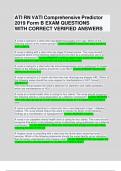 ATI RN VATI Comprehensive Predictor 2019 Form B EXAM QUESTIONS WITH CORRECT VERIFIED ANSWERS 