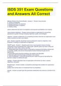 ISDS 351 Exam Questions and Answers All Correct 