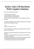 hockey rules| 120 Questions| With Complete Solutions