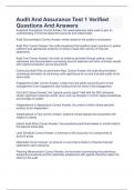 Audit And Assurance Test 1 Verified Questions And Answers