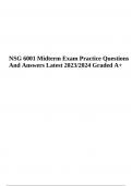 NSG 6001 Midterm Exam Practice Questions And Answers Latest 2023/2024 Graded A+