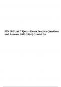 Nursing MN 502  Unit 7 Quiz – Exam Practice Questions and Answers 2023-2024 | Graded A+