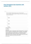Drug Calculations Quiz Questions with Answers 2023