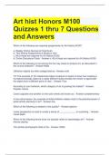 Art hist Honors M100 Quizzes 1 thru 7 Questions and Answers 