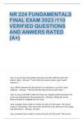 NR 224 FUNDAMENTALS  FINAL EXAM 2023 /110  VERIFIED QUESTIONS  AND ANWERS RATED  {A+}