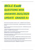 IBCLC ExaM  QUESTIONS With  ANSWERS 2023/2024 UPDATE GRADED A+