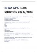 IBWA CPO 100&percnt;  SOLUTION 2023&sol;&sol;2024 questions and answers