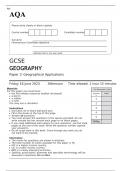 AQA GCSE GEOGRAPHY Paper 3 QUESTION PAPER 2023: Geographical Applications