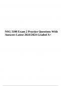 NSG3100 Exam 1 Questions and Answers Latest Update 2023/2024 100% Verified Answers | NSG 3100 Exam 2 Practice Questions With Answers Latest 2024/2024 Graded A+ |  NSG 3100 Exam 3 NCLEX Questions and Answers Latest Updated 2023/2024 | Graded A+ & NSG 3100 