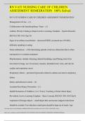 RN VATI NURSING CARE OF CHILDREN ASSESSMENT REMEDIATION  QUESTIONS WITH ANSWERS 100&percnt; Solved 