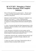 BCACP 2023 - Managing a Clinical Practice Questions With Complete Solutions