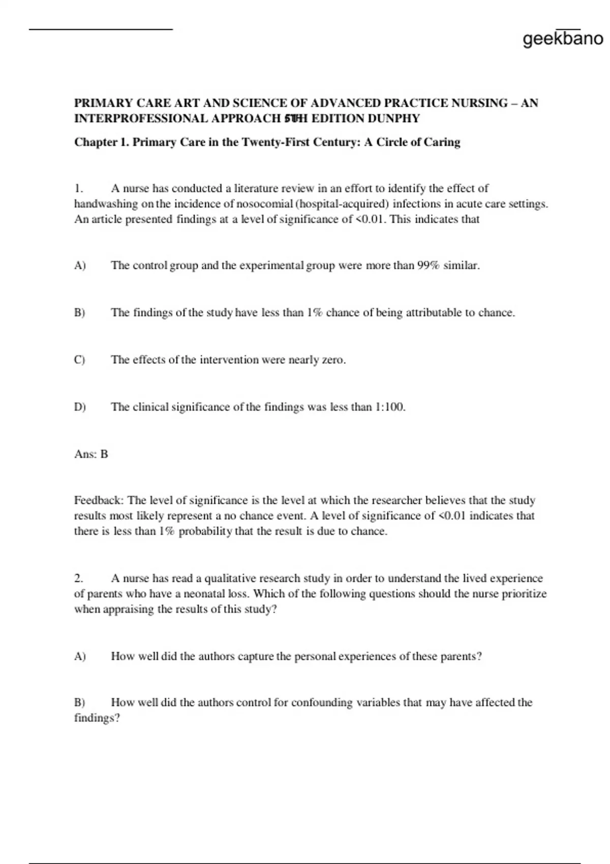 TEST BANK FOR PRIMARY CARE ART AND SCIENCE OF ADVANCED PRACTICE NURSING ...