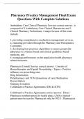 Pharmacy Practice Management Final Exam Questions With Complete Solutions