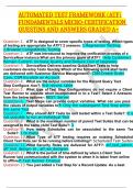 AUTOMATED TEST FRAMEWORK &lpar;ATF&rpar; FUNDAMENTALS MICRO-CERTIFICATION QUESTIONS AND ANSWERS GRADED A&plus;