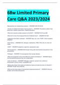 68w Limited Primary  Care Q&A 2023/2024
