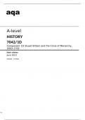 Aqa A-level History 7042&sol;1D June2023 MARK SCHEME&period;