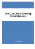 TABE TEST Math & Reading Comprehension