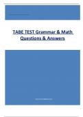 TABE TEST Grammar & Math Questions & Answers