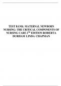 TEST BANK: MATERNAL NEWBORN NURSING: THE CRITICAL COMPONENTS OF NURSING CARE 2ND EDITION ROBERTA DURHAM LINDA CHAPMAN