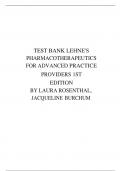 TEST BANK FOR  LEHNE'S PHARMACOTHERAPEUTICS FOR ADVANCED PRACTICE PROVIDERS 1ST EDITION BY LAURA ROSENTHAL&comma; JACQUELINE BURCHUM