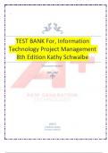 TEST BANK For, Information Technology Project Management 8th Edition Kathy Schwalbe