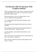 Eat Disorders Bbh 315 Questions With Complete Solutions