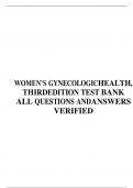 TEST BANK FOR WOMEN’S GYNECOLOGIC HEALTH, 3RD EDITION ALL QUESTIONS AND ANSWERS VERIFIED