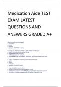 Medication Aide TEST EXAM LATEST  QUESTIONS AND  ANSWERS GRADED A+