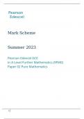 Pearson Edexcel GCE In A Level Further Mathematics (9FM0) Paper 02 Pure Mathematics summer June 2023