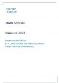 Pearson Edexcel GCE In A Level Further Mathematics (9FM0) Paper 4D Pure Mathematics summer  June 2023