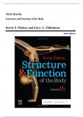 Test Bank - Structure and Function of the Body, 15th, and 16th Edition by Patton | All Chapters