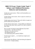 BBH 315 Exam 1 Study Guide Topic 5 Infancy and Childhood Hormones, Behavior and Socialization