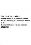 Test bank  For Varcarolis' Foundations of PsychiatricMental Health Nursing 9th Edition Chapter 1-36 | Complete Guide Newest Version 2022/2023