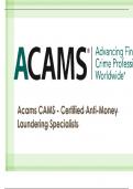 ACAMS CAMS Certfiied Anti Money Laundering Specialist  Exam Actual Questions and Correct Answers Guaranteed Success At Your First Attempt