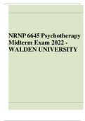NRNP 6645 Psychotherapy Midterm Exam 2022 - WALDEN UNIVERSITY