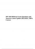 MN 568 Introduction To Nursing: Midterm Exam Questions and Answers Latest Update 2023/2024 Graded